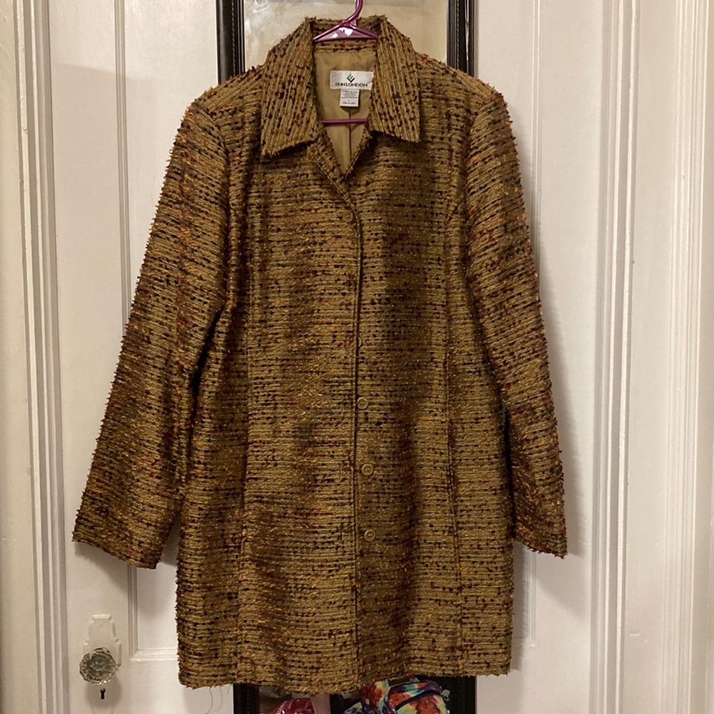 Vintage Multicolor Shimmery Lurex Long Tweed Blazer Suit Jacket by Erin London